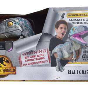 Jurassic World Real FX Velociraptor Baby Blue Hyper-Realistic Animatronic Dinosaur, WOW! STUFF
