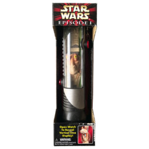 Star Wars Episode 1 Jar Jar Binks Watch in Qui-Gon Jinn Lightsaber Display Case, Hope Industries 1999