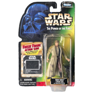 Star Wars Power Of The Force Han Solo in Endor Gear with Blaster Pistol & Freeze Frame Action Slide, Kenner 1997